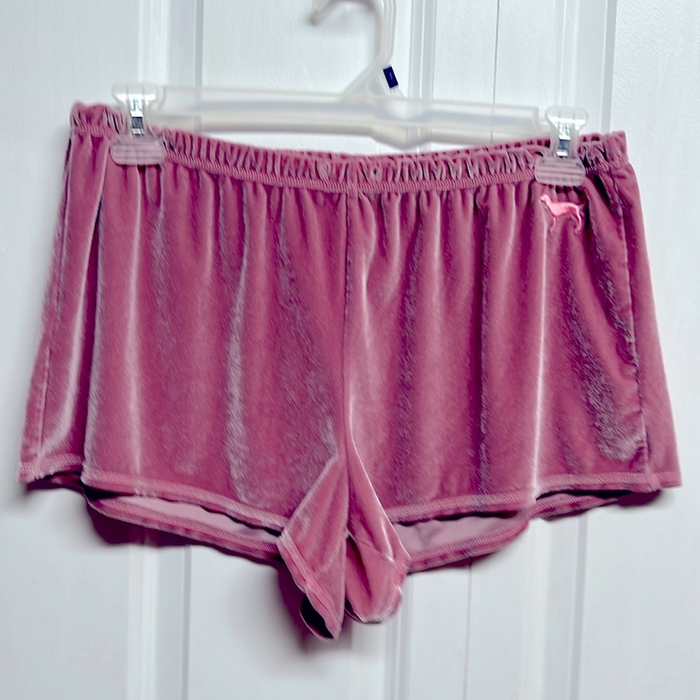 Pink Victoria’s Secret Pink Velvet Pajama Shorts with Logo Size L